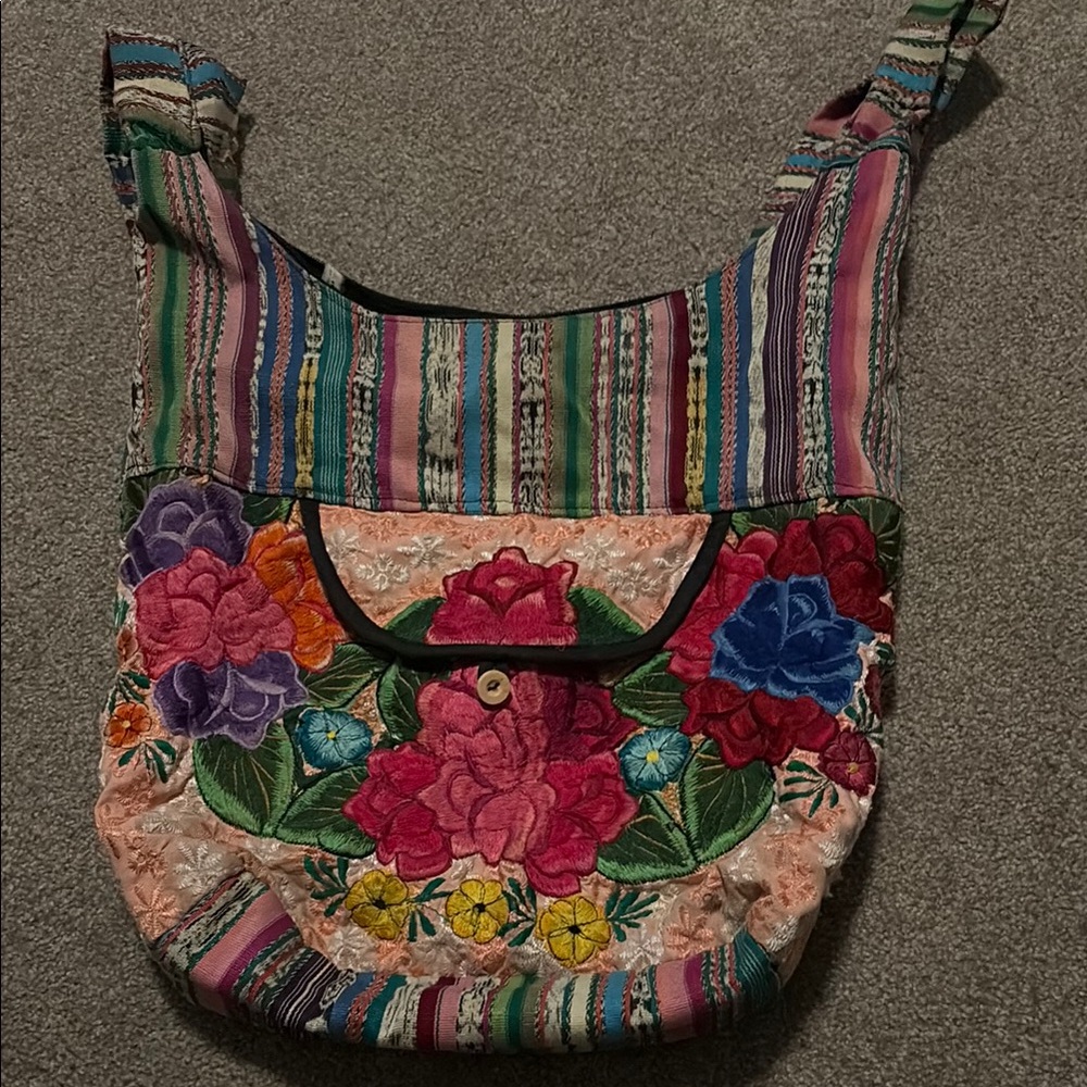 Floral Embroidered Multicolor Shoulder Bag